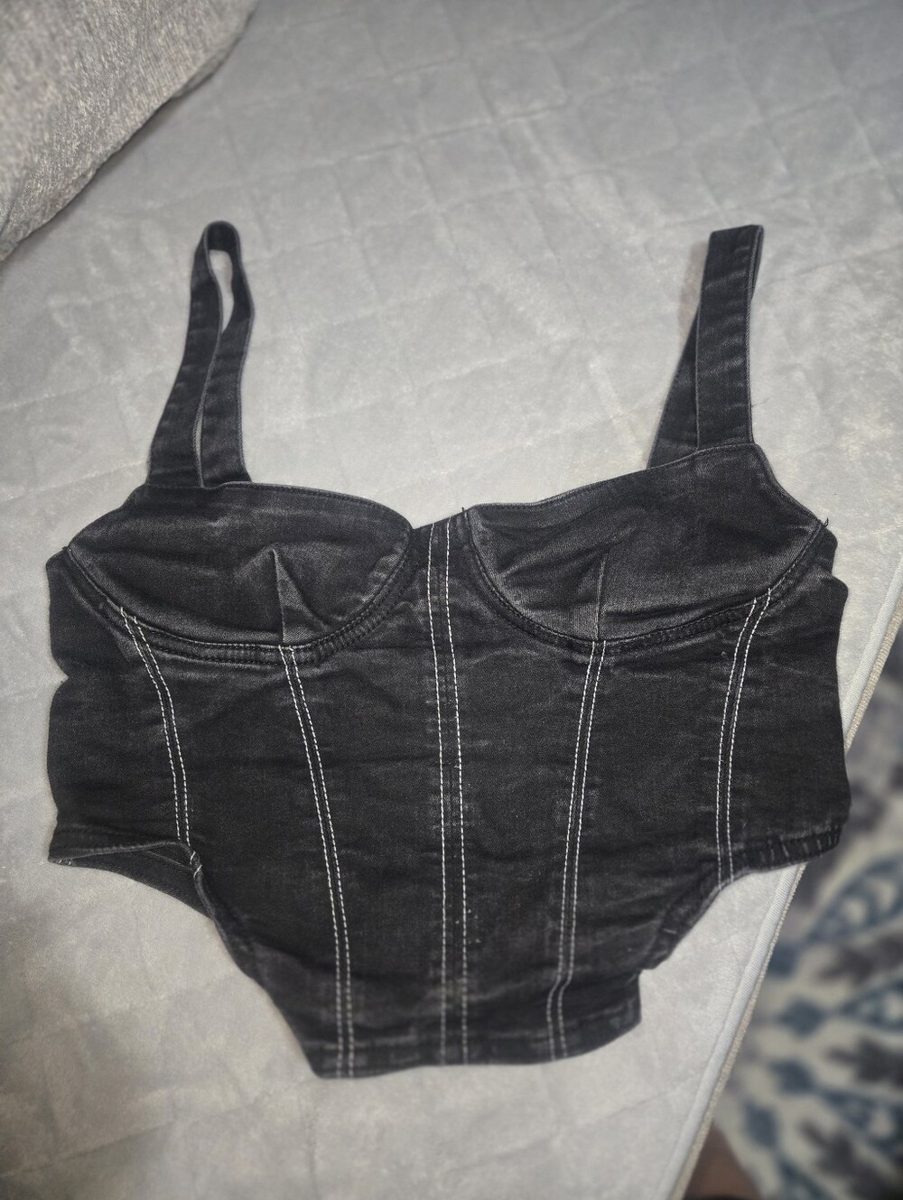 Black Corset-Style Crop Top  By ZARA